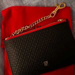 Carolina Herrera Small Black with Red and Gold trim Wallet BRAND NEW